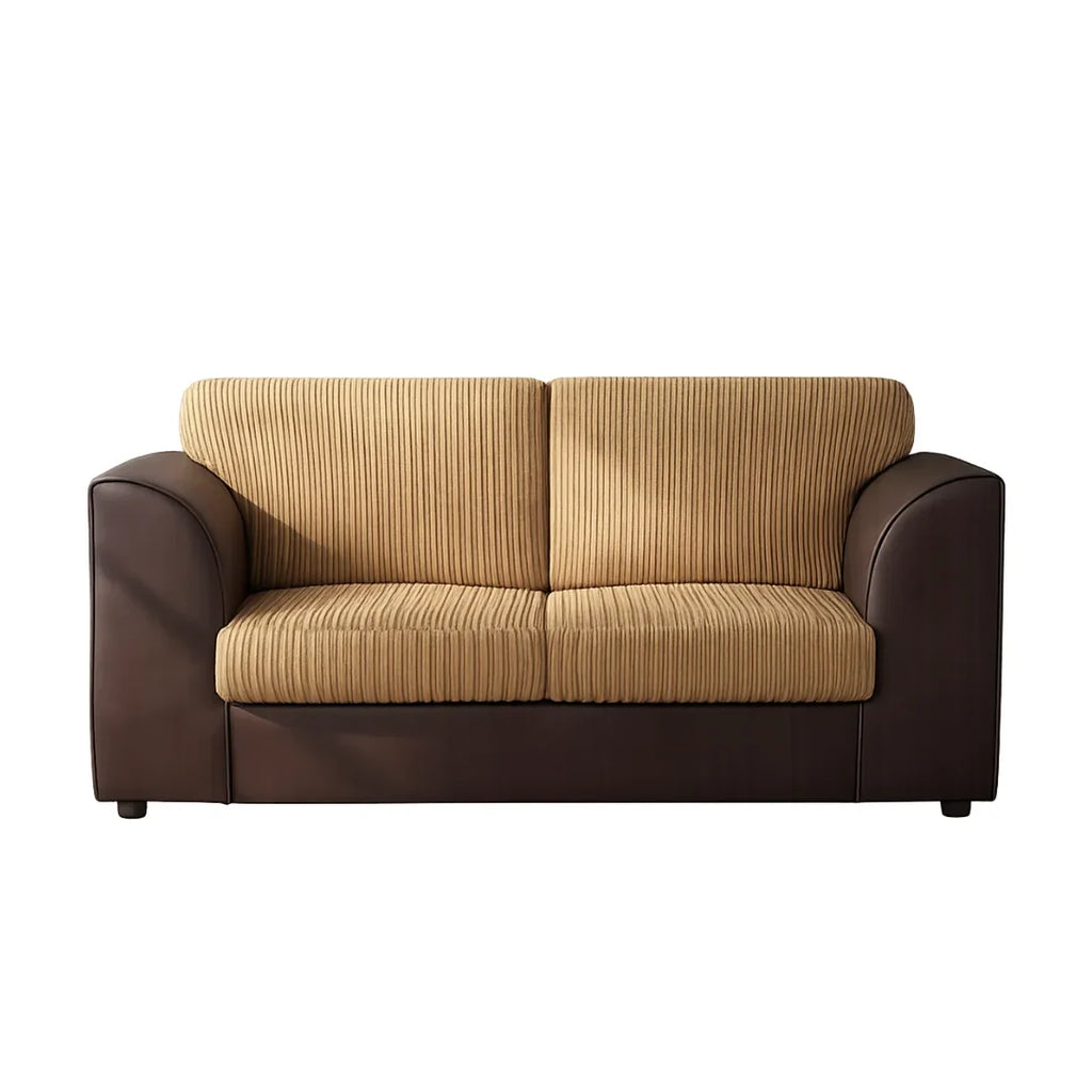 Byron Jumbo Cord and Faux Leather Living Room Sofa