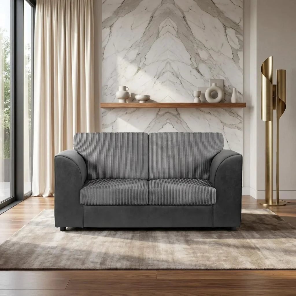Byron Jumbo Cord and Faux Leather Living Room Sofa