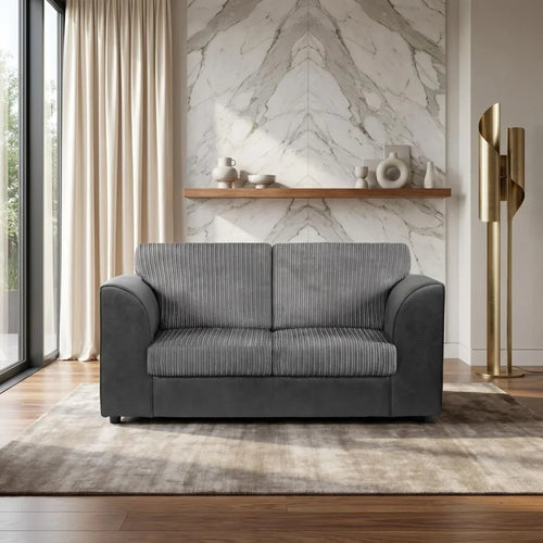 Byron Jumbo Cord and Faux Leather Living Room Sofa