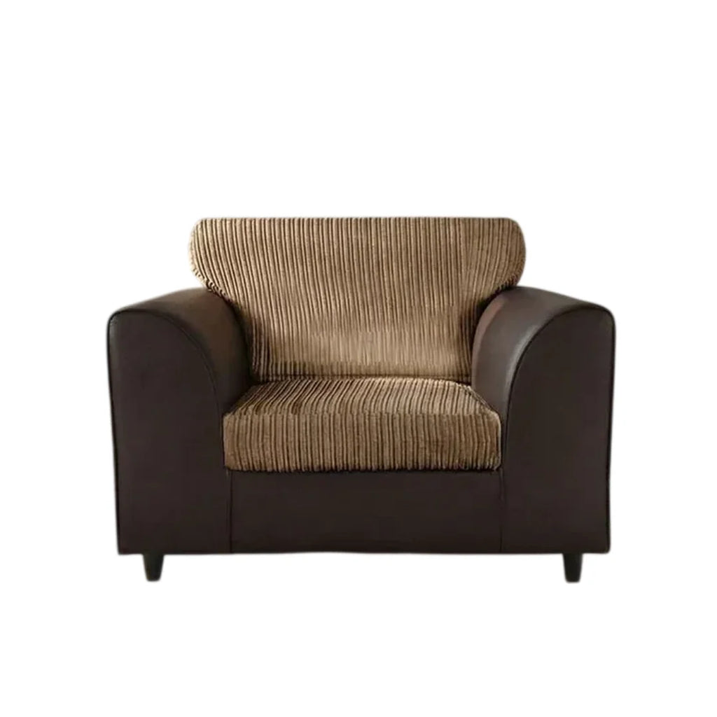 Byron Jumbo Cord and Faux Leather Living Room Sofa