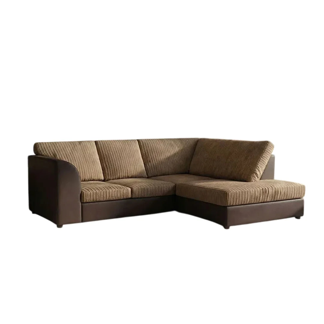 Byron Jumbo Cord and Faux Leather Living Room Sofa
