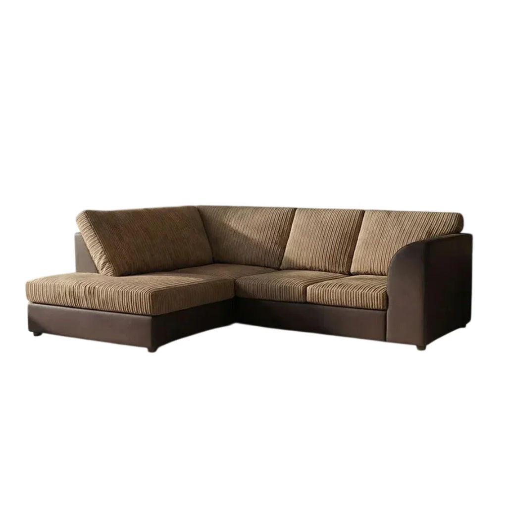 Byron Jumbo Cord and Faux Leather Living Room Sofa