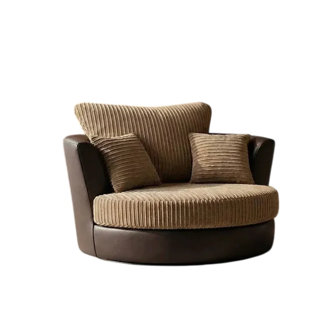 Byron Jumbo Cord and Faux Leather Living Room Sofa