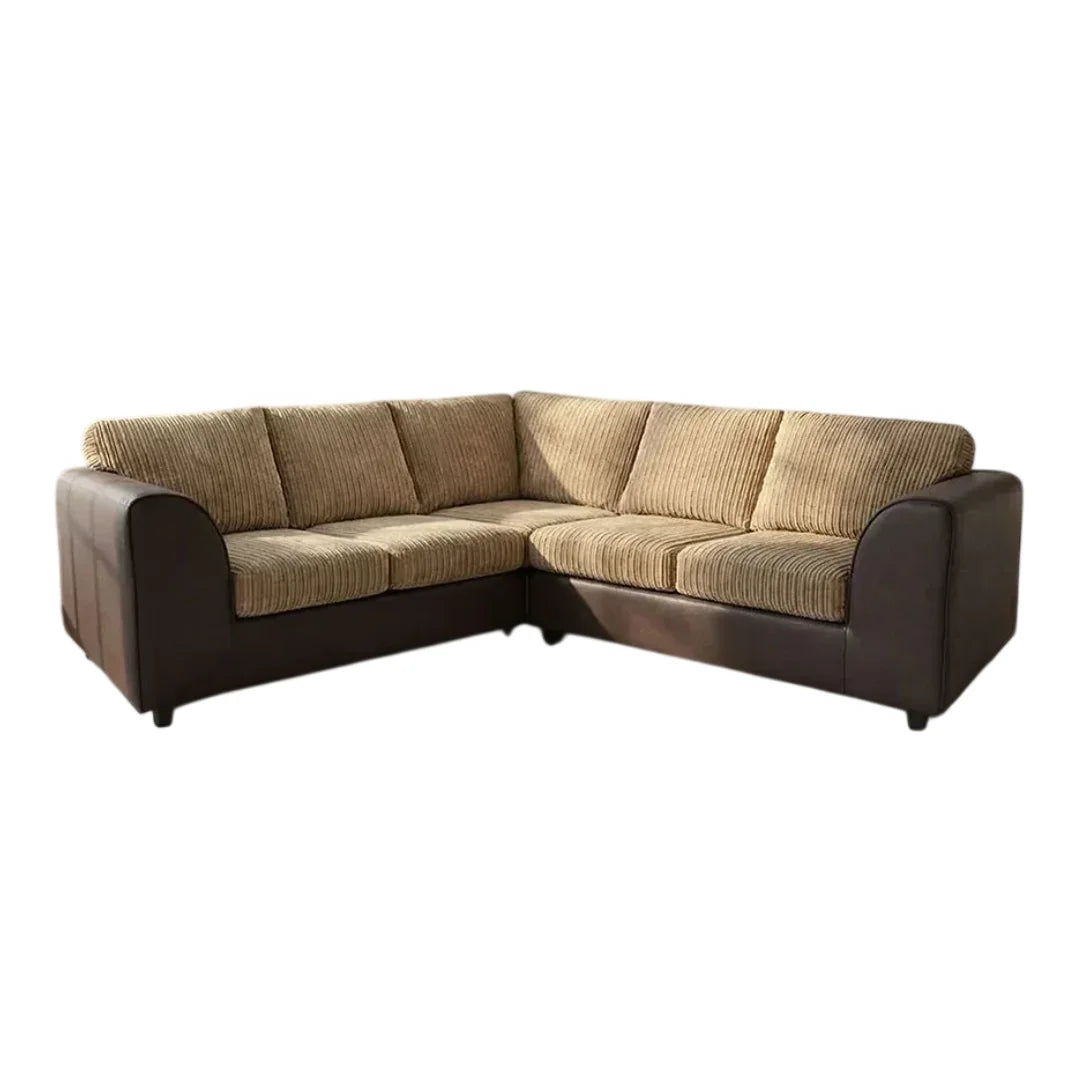 Byron Jumbo Cord and Faux Leather Living Room Sofa