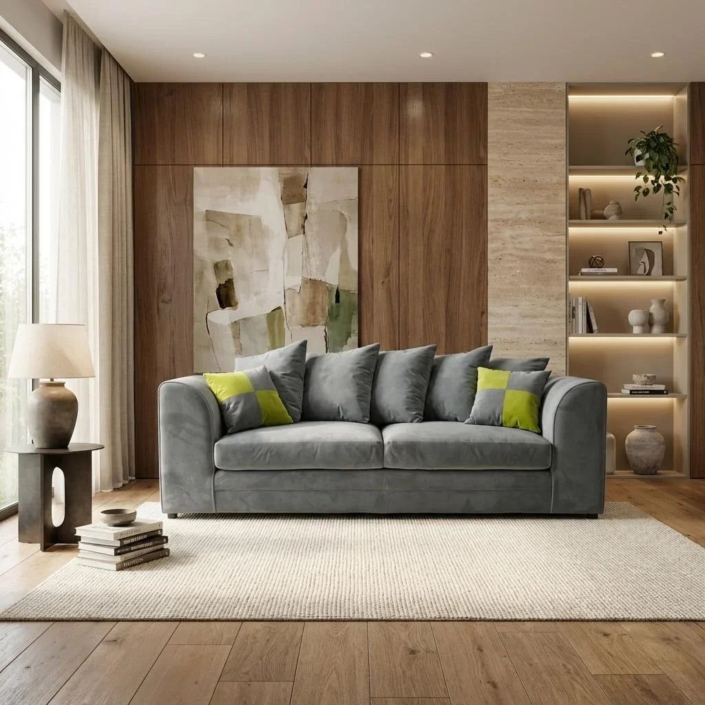 Velvia Plush Velvet Fabric Living Room Sofa