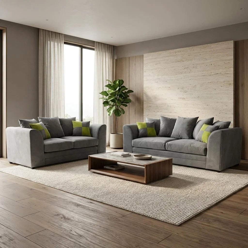 Velvia Plush Velvet Fabric Living Room Sofa