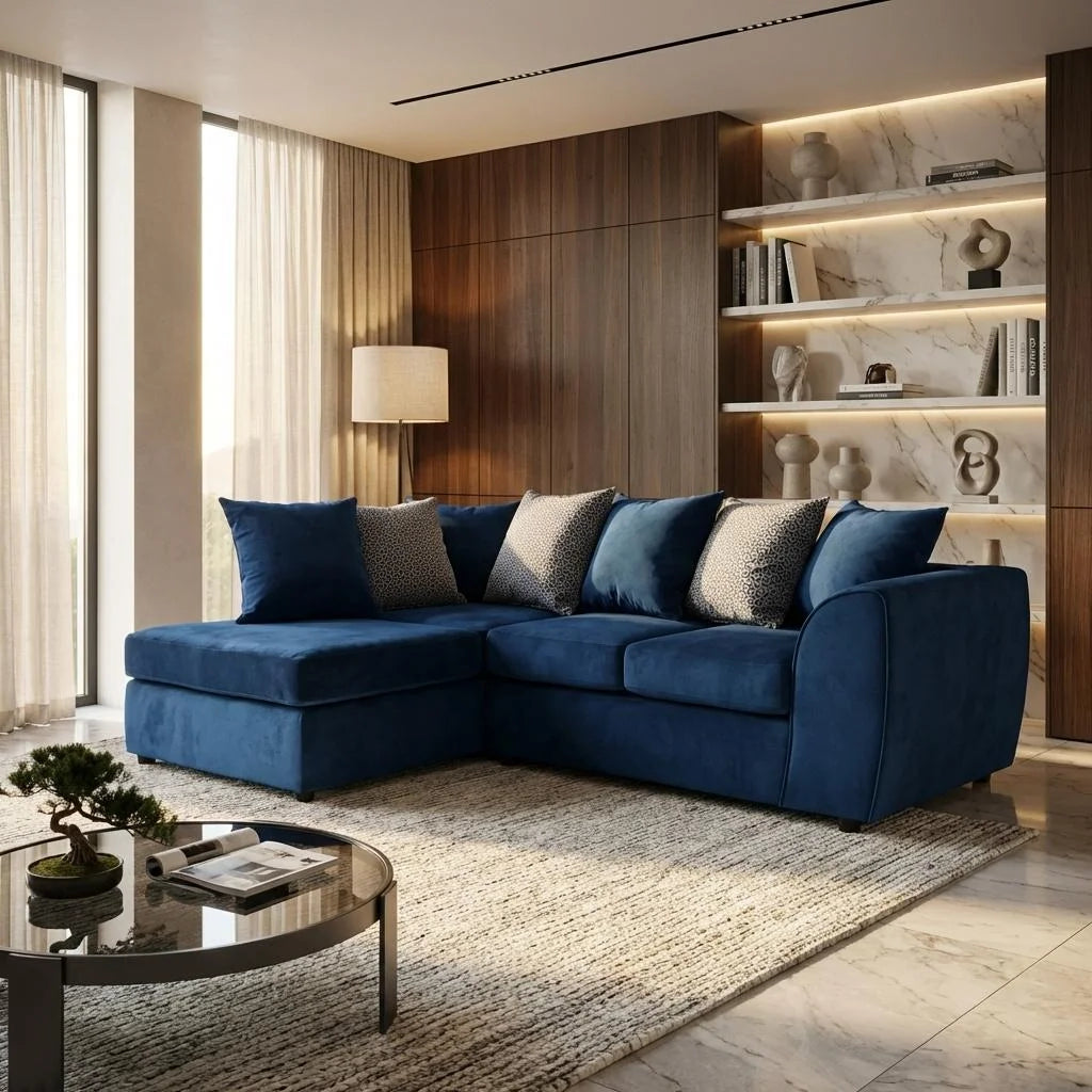 Velvia Plush Velvet Fabric Living Room Sofa