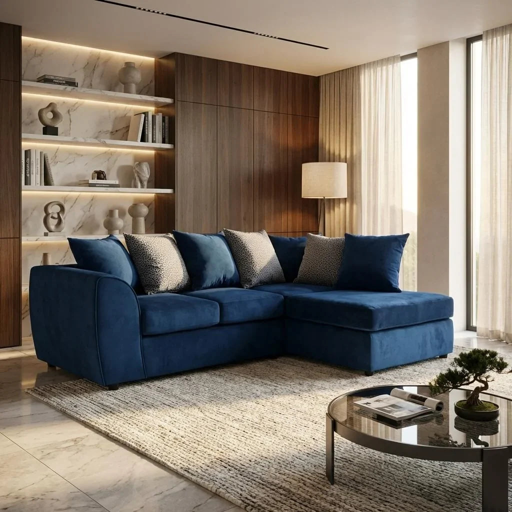 Velvia Plush Velvet Fabric Living Room Sofa