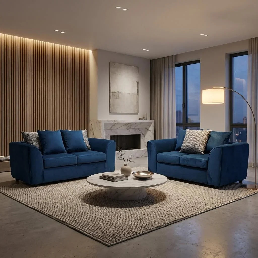 Velvia Plush Velvet Fabric Living Room Sofa