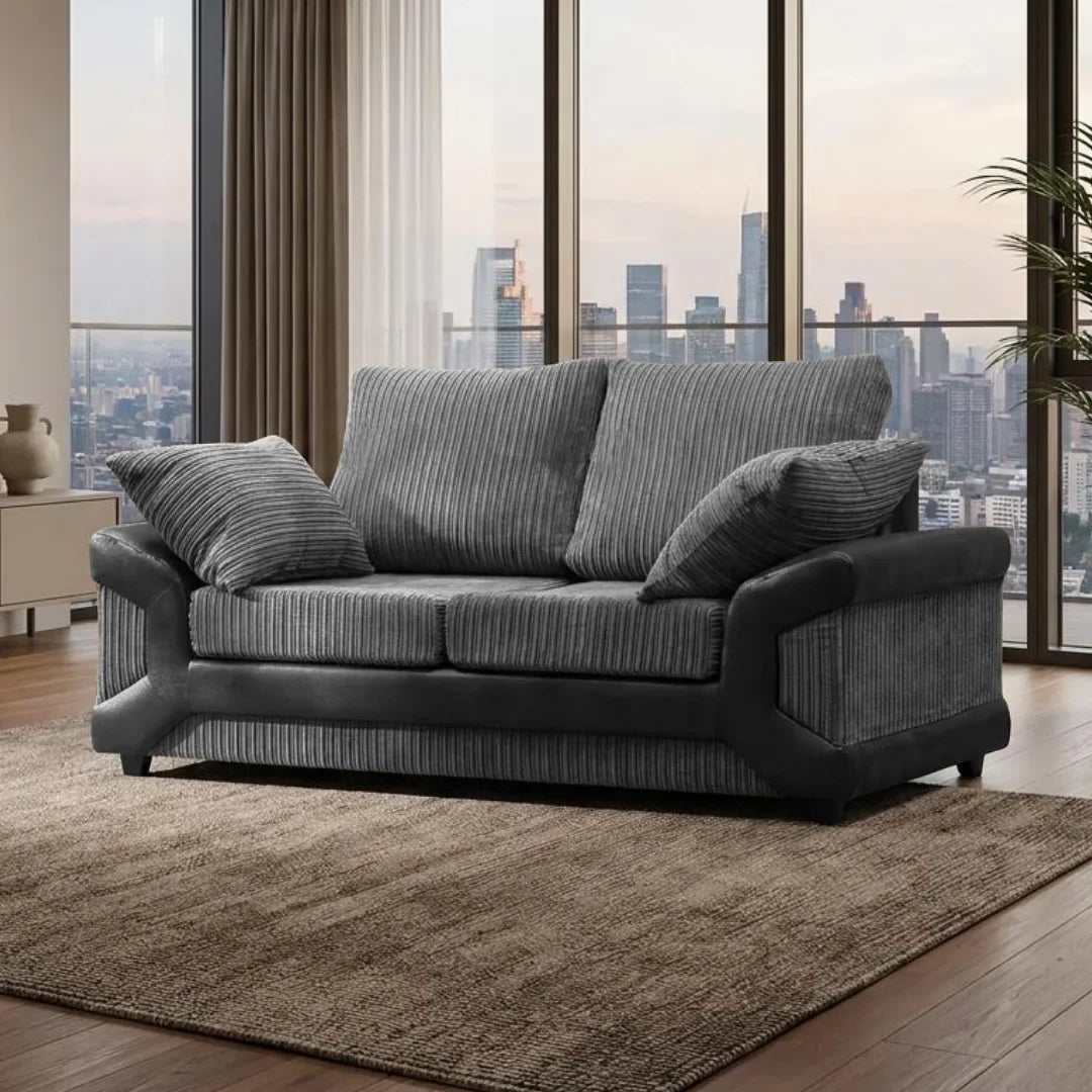 Dino Full Back Jumbo Cord and Faux Leather Living Room Sofa