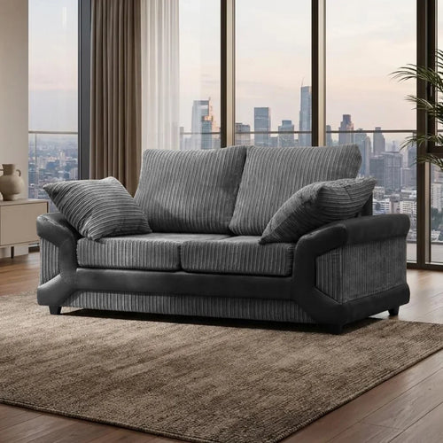 Dino Full Back Jumbo Cord and Faux Leather Living Room Sofa