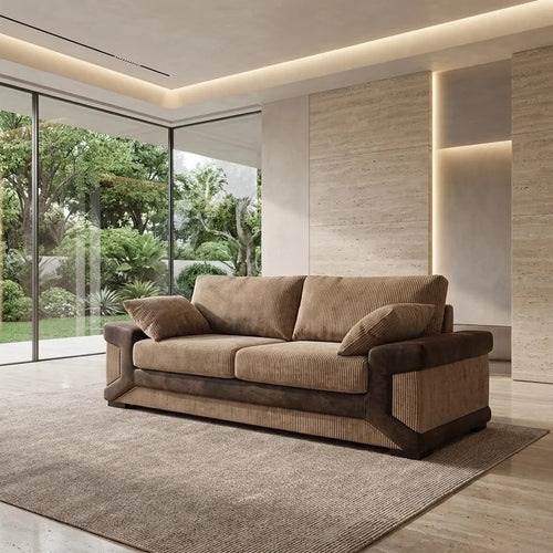 Dino Full Back Jumbo Cord and Faux Leather Living Room Sofa