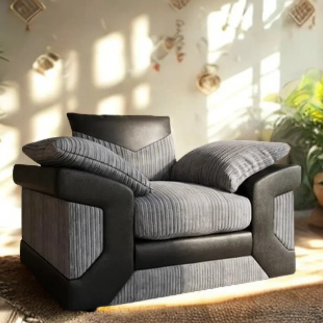 Dino Full Back Jumbo Cord and Faux Leather Living Room Sofa