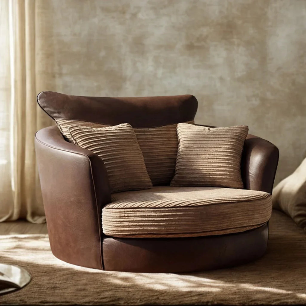 Dino Full Back Jumbo Cord and Faux Leather Living Room Sofa