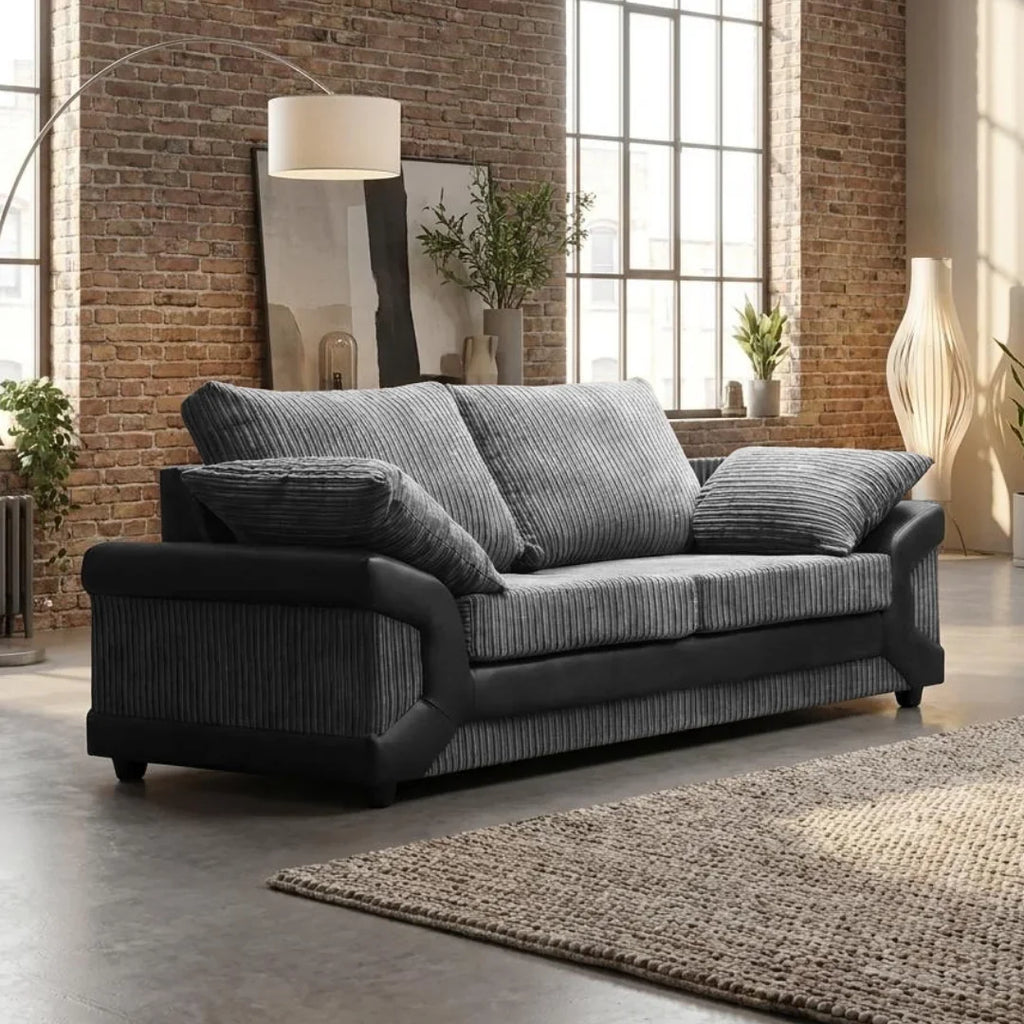Dino Full Back Jumbo Cord and Faux Leather Living Room Sofa