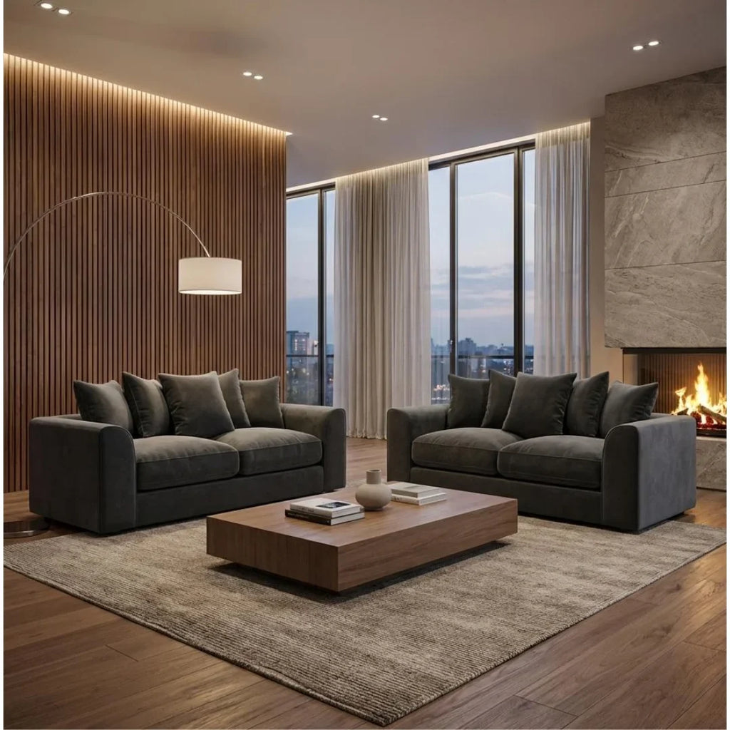 Gavelle Plush Fabric Living Room Sofa