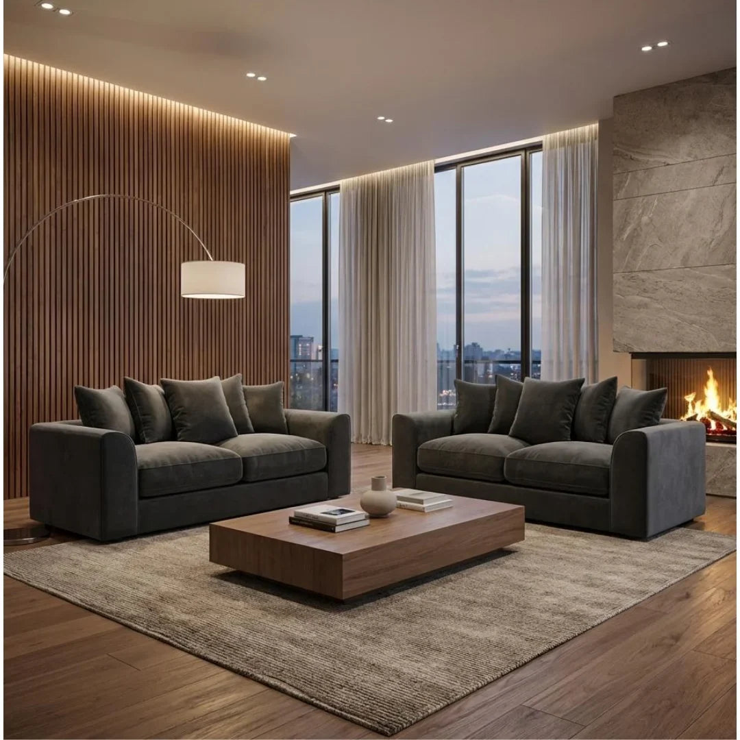 Gavelle Plush Fabric Living Room Sofa