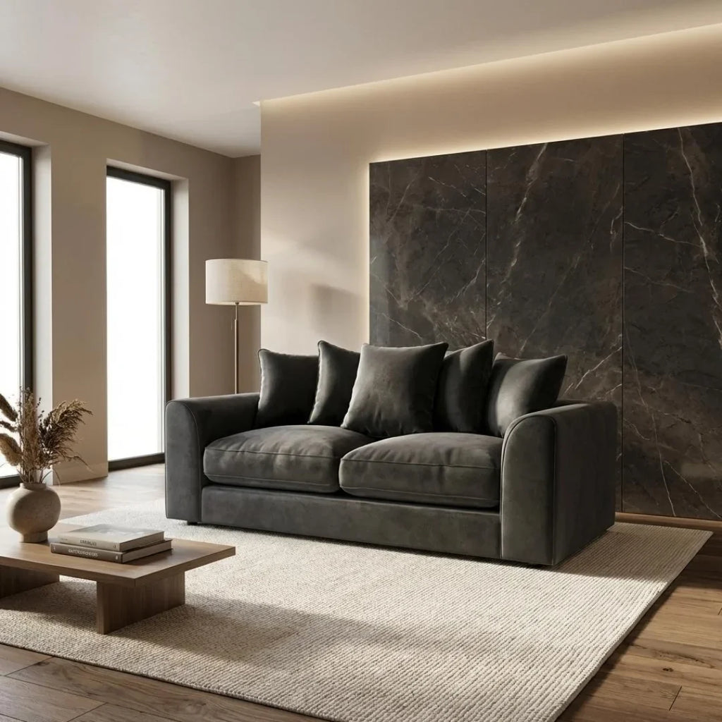 Gavelle Plush Fabric Living Room Sofa