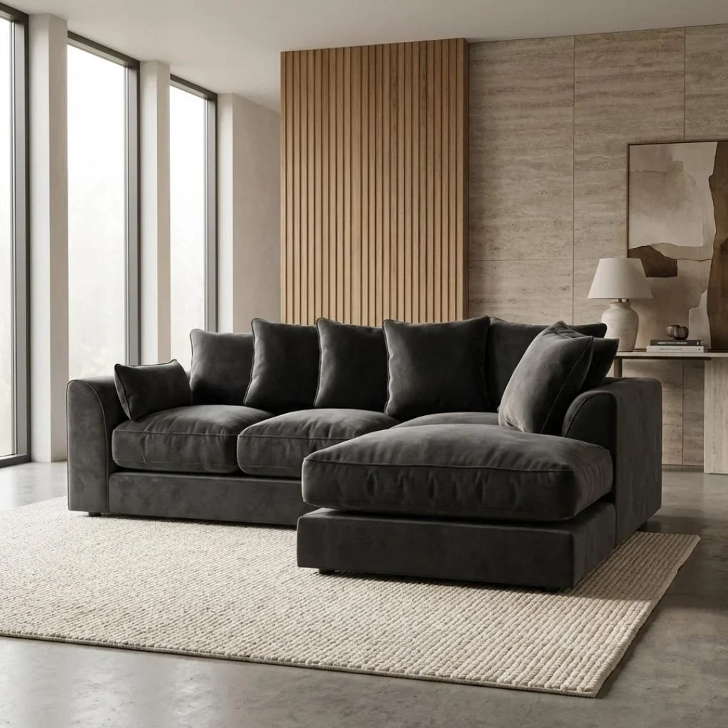Gavelle Plush Fabric Living Room Sofa