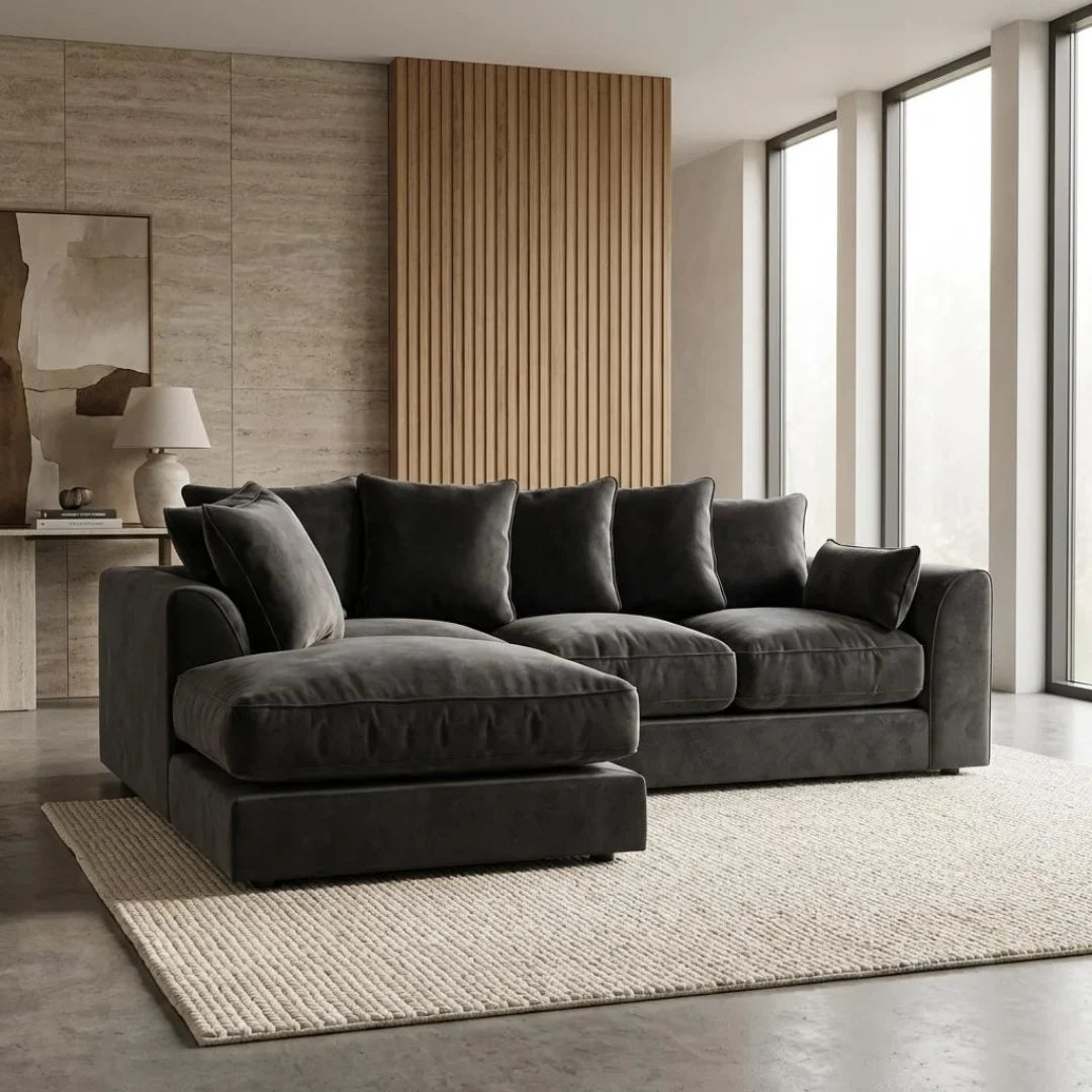 Gavelle Plush Fabric Living Room Sofa