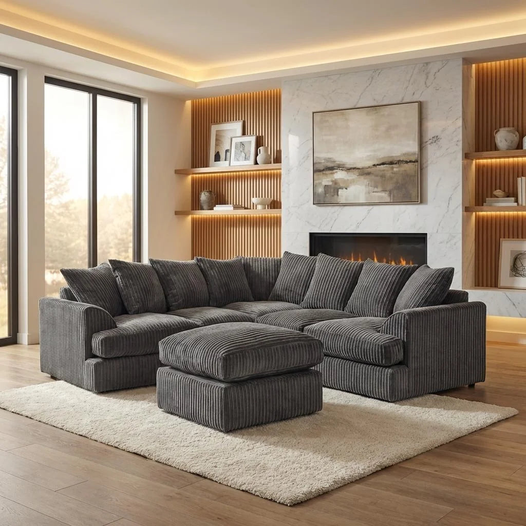 Liverpool Jumbo Cord Fabric Living Room Sofa