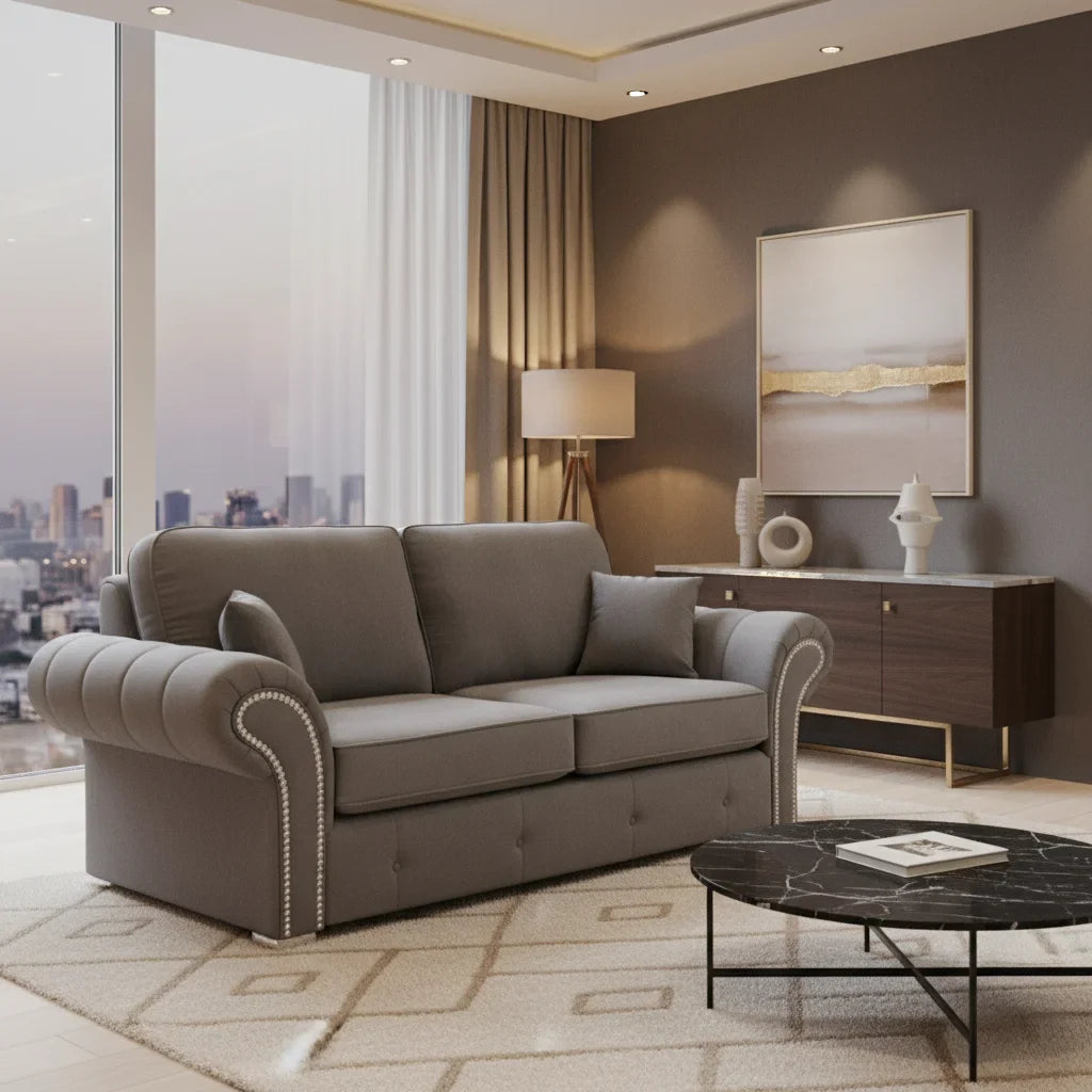 Olympia Plush Velvet Fabric Living Room Sofa