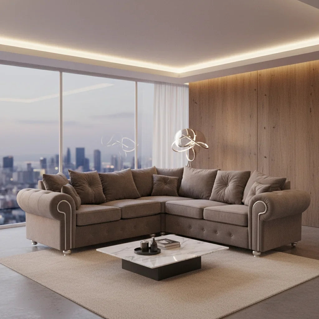 Olympia Plush Velvet Fabric Living Room Sofa