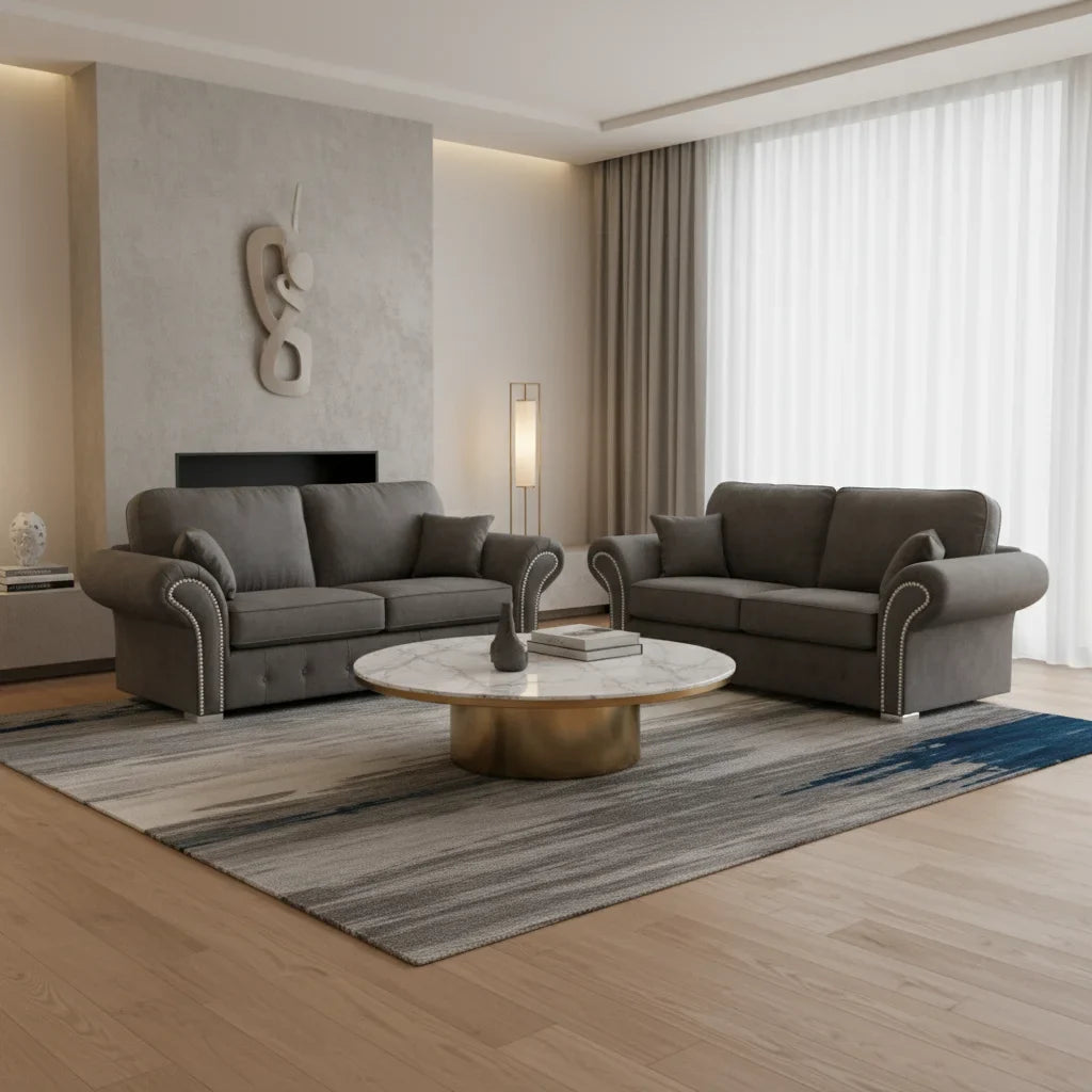 Olympia Plush Velvet Fabric Living Room Sofa
