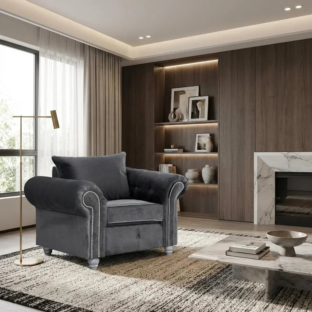 Olympia Plush Velvet Fabric Living Room Sofa