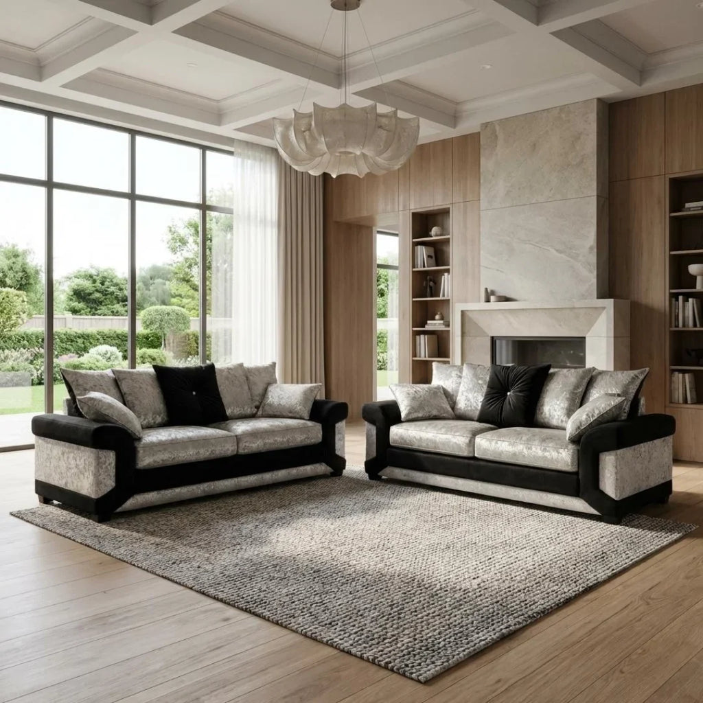 Vegas Crushed Velvet Fabric Living Room Sofa