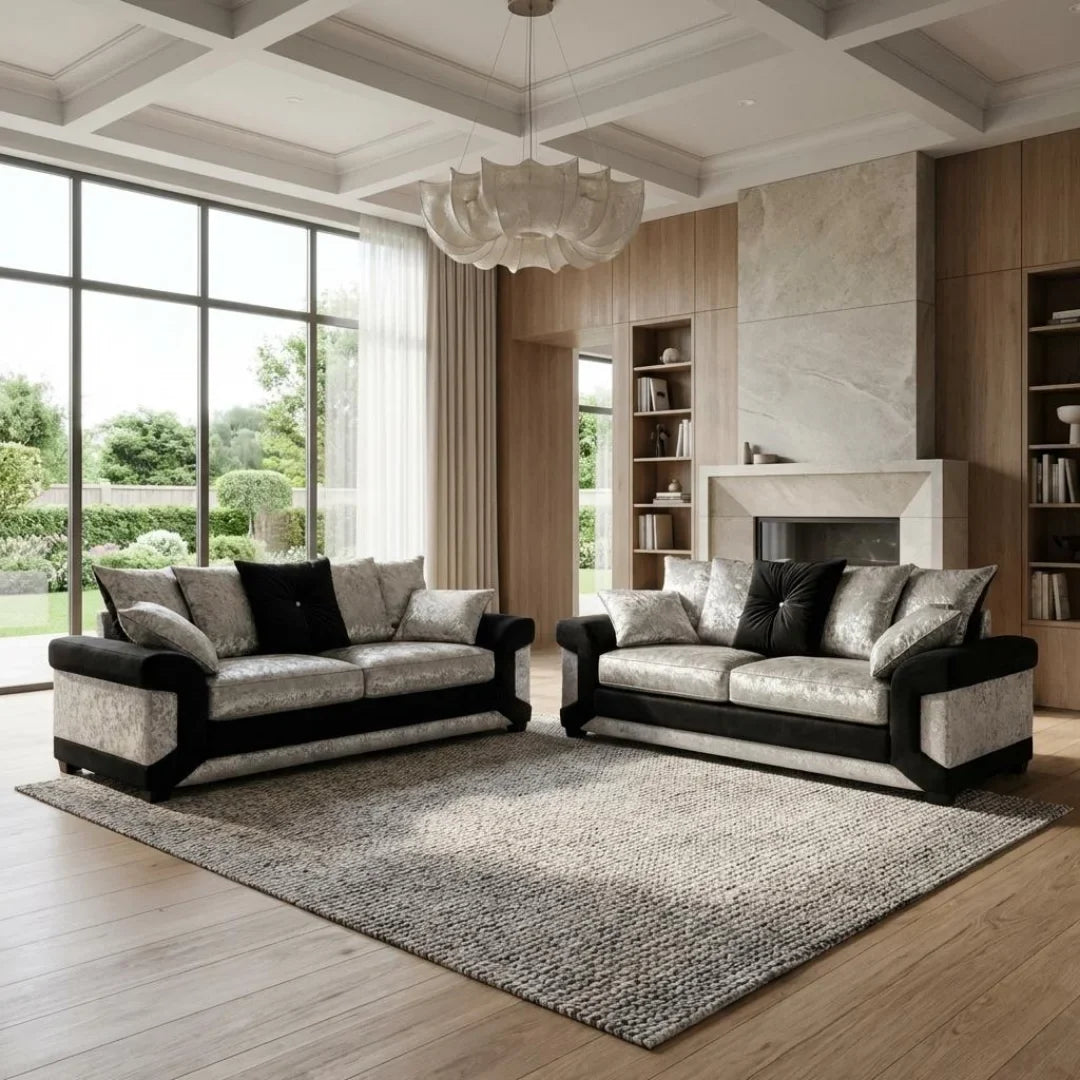 Vegas Crushed Velvet Fabric Living Room Sofa