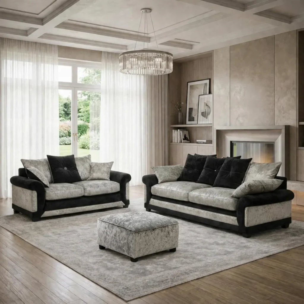 Vegas Crushed Velvet Fabric Living Room Sofa