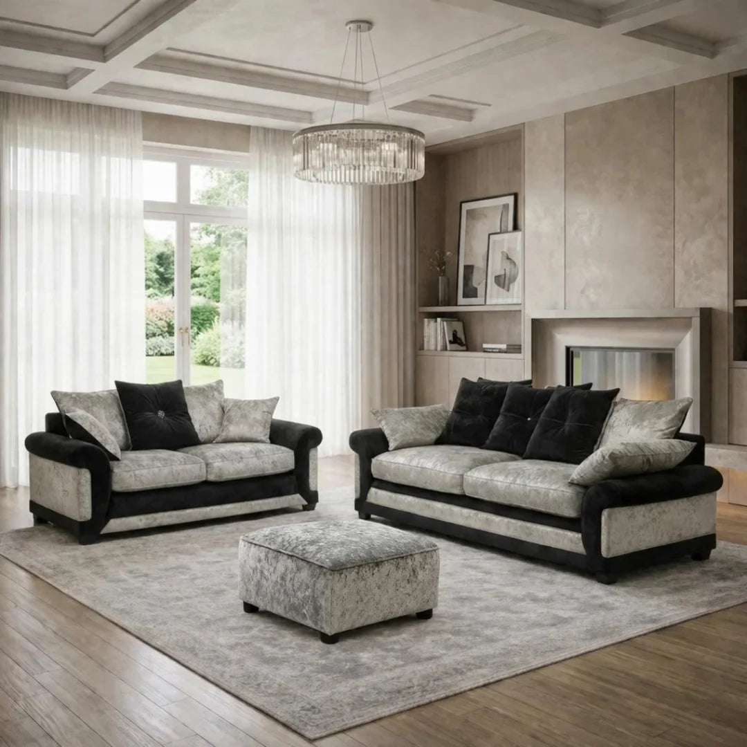 Vegas Crushed Velvet Fabric Living Room Sofa