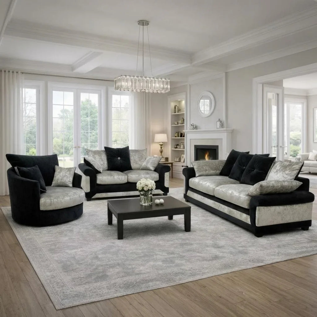 Vegas Crushed Velvet Fabric Living Room Sofa