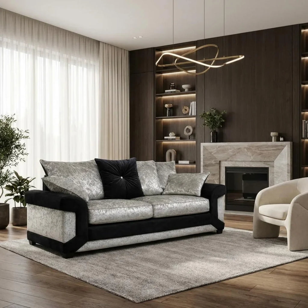 Vegas Crushed Velvet Fabric Living Room Sofa